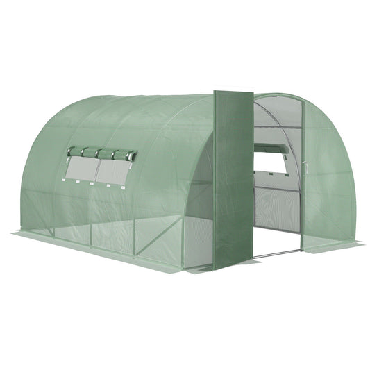 12.5 x 10 x 6.5ft Outdoor Walk-in Tunnel Greenhouse Portable Plant Gardening Warm House with PE Cover Green - Gallery Canada
