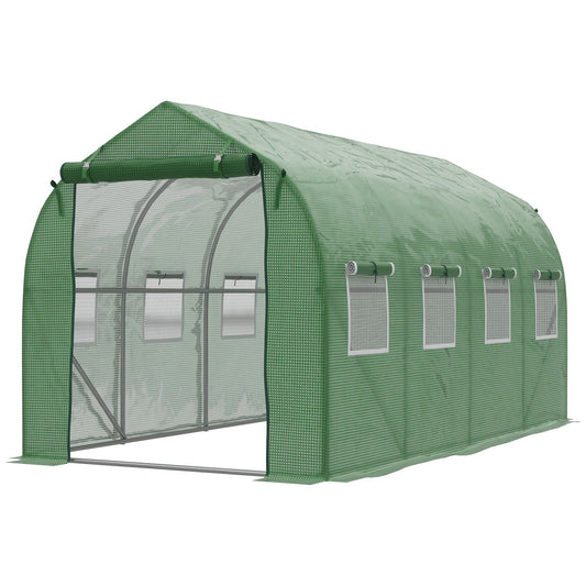 12.5' x 6.3' x 6.4' Steeple Walk-in Tunnel Greenhouse Garden Plant Seed Grow Tent Polythene with Windows and Door Green at Gallery Canada