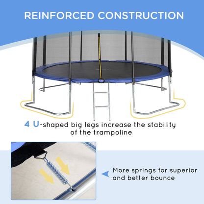 12ft Trampoline with Safety Enclosure Net and Non-Slip Ladder for Kids, Teens and Adults Indoor and Outdoor Use, Blue at Gallery Canada