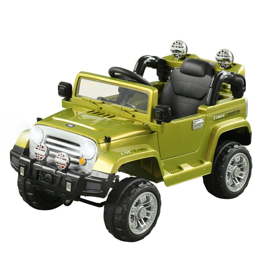 12V Kids Electric Ride On Car Toy Truck with Remote Control 2 Speeds Lights MP3 LCD Power Indicator, Green - Gallery Canada