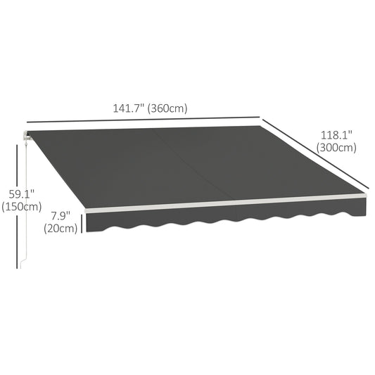 12'x10' Electric Retractable Awning, UV Protection Sun Shade Shelter w/ Remote Controller for Deck Balcony Yard, Grey - Gallery Canada
