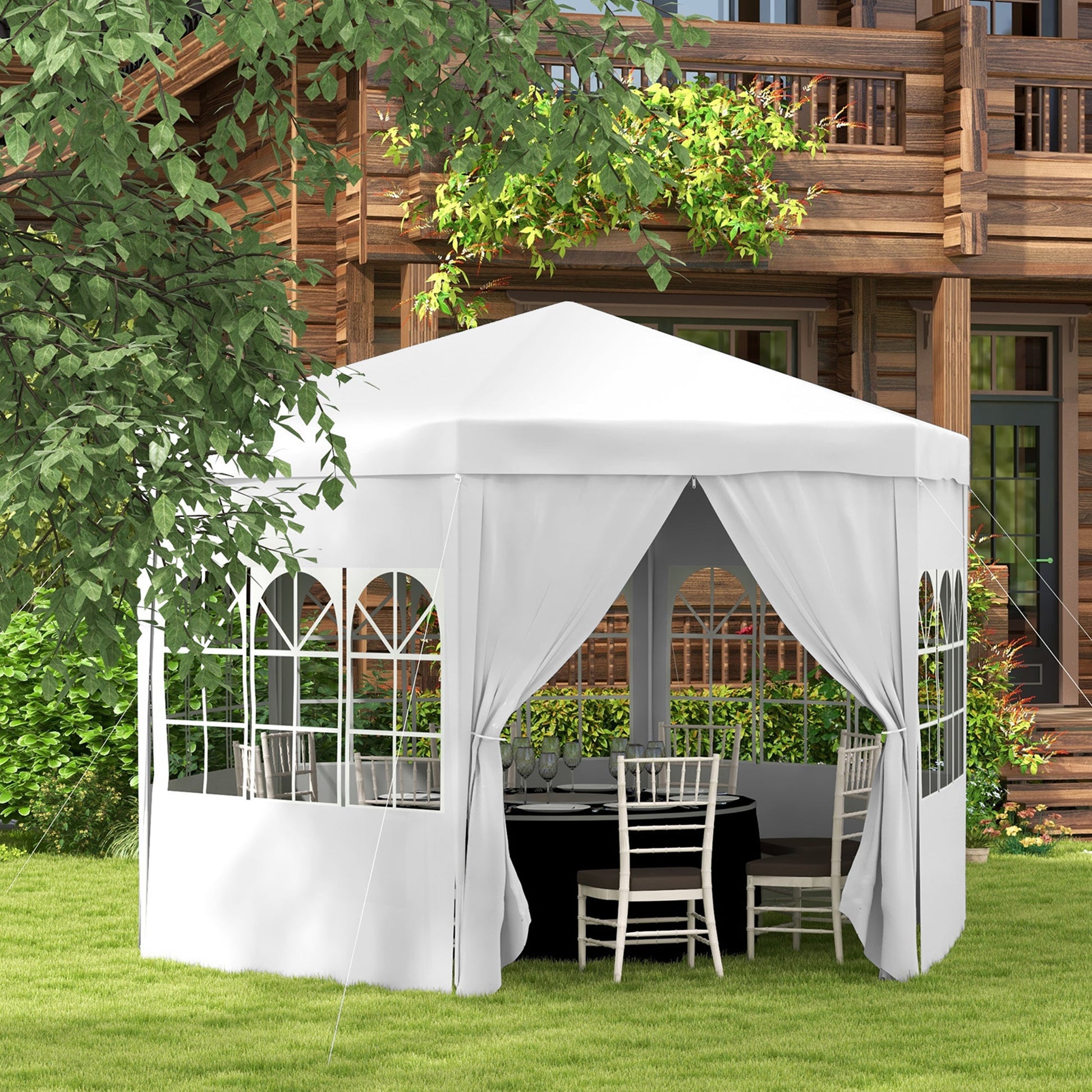 13 ft Party Tent Wedding Gazebo Outdoor Waterproof PE Canopy Shade with 6 Removable Side Walls at Gallery Canada