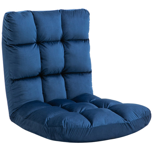 13-Position Floor Folding Gaming Lazy Floor Sofa Chair Lounge Adjustable Sleeper Bed Couch Recliner, Blue - Gallery Canada