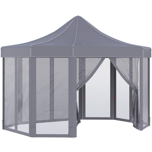 13' x 10' Pop Up Gazebo, Octagon Canopy Tent with Zippered Mesh Sidewalls, Weight Bags, Height Adjustable and Carrying Bag, Event Tent for Patio Garden Backyard, Grey at Gallery Canada