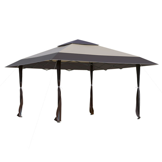 13' x 13' Outdoor Pop-Up Party Tent Canopy with Top Vent, 3-Level Adjustable Height, and Roller Bag, Khaki - Gallery Canada
