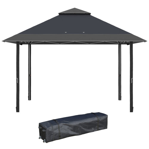 13' x 13' Pop Up Party Tent Outdoor Canopy with Top Vent, 3-Level Adjustable Height, and Roller Bag, Grey