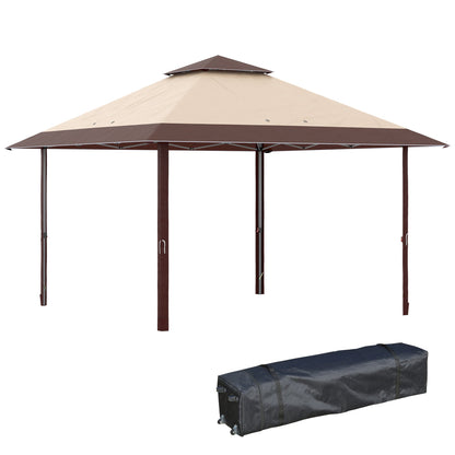 13' x 13' Pop Up Party Tent Outdoor Canopy with Top Vent, 3-Level Adjustable Height, and Roller Bag, Khaki at Gallery Canada