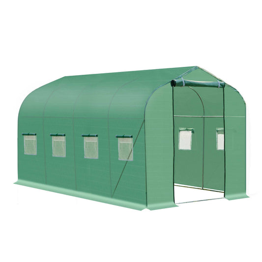 13' x 6.5' x 6.5' Steeple Walk-in Greenhouse Garden Plant Seed Grow Tent Polytennel with Windows and Door Green - Gallery Canada