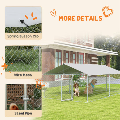 13.1' x 7.5' x 4.9' Outdoor Dog Kennel Dog Run with Waterproof, UV Resistant Cover for Medium Large Sized Dogs, Silver at Gallery Canada