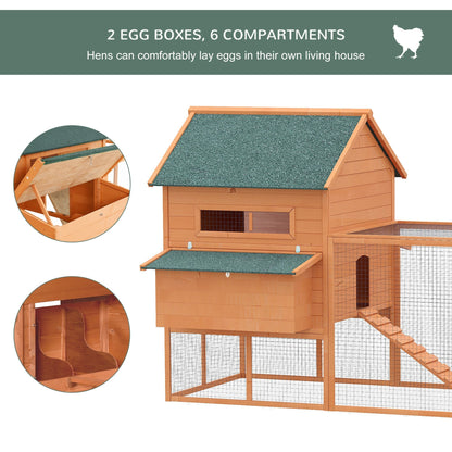 137" Chicken Coop Wooden Large Hen House Deluxe Rabbit Hutch Lockable Poultry Cage Backyard with Nesting Box and Run, Orange at Gallery Canada