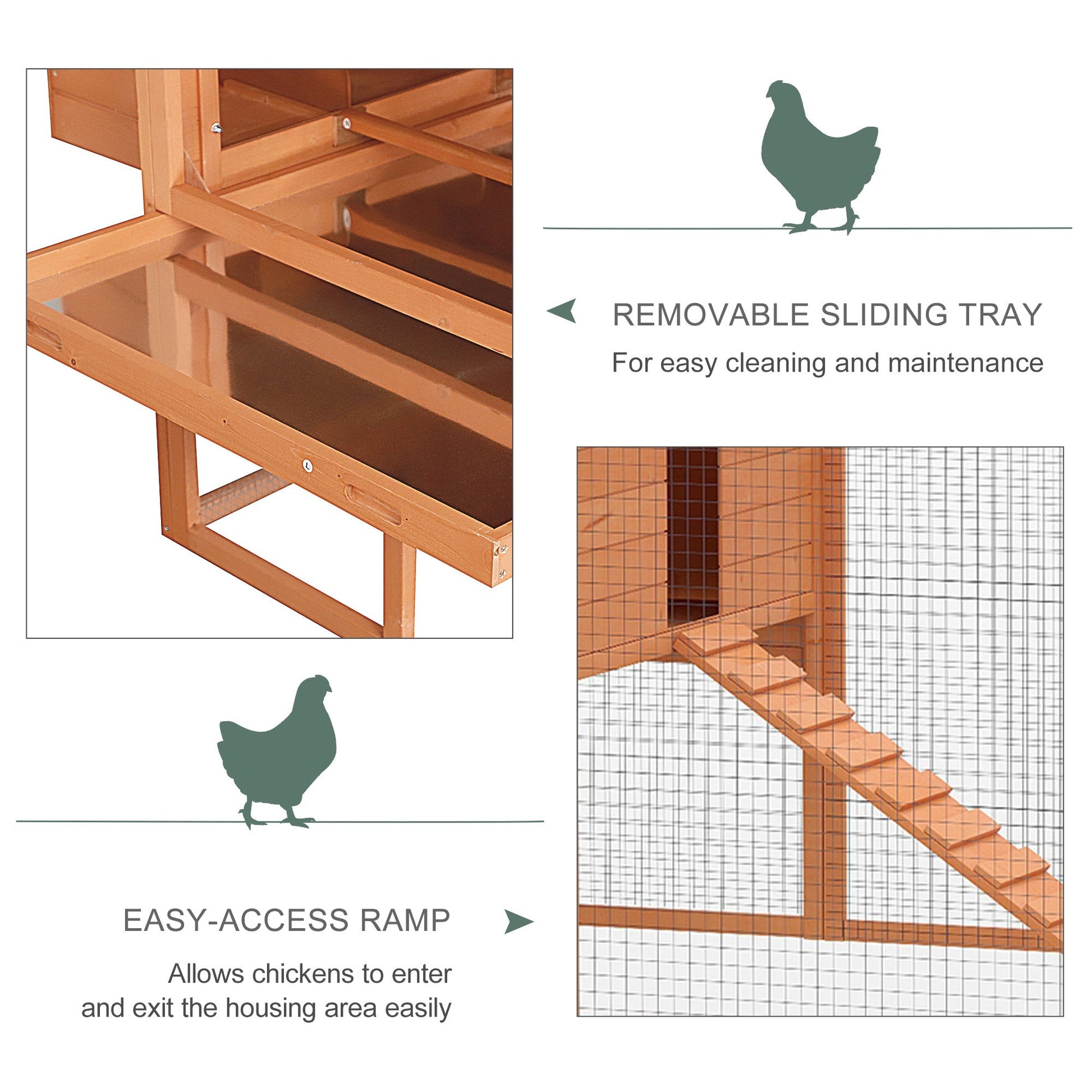 137" Chicken Coop Wooden Large Hen House Deluxe Rabbit Hutch Lockable Poultry Cage Backyard with Nesting Box and Run, Orange at Gallery Canada