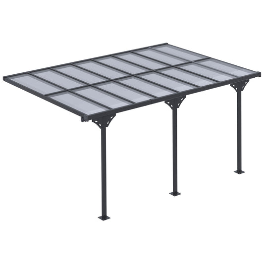 14' x 10' Outdoor Hardtop Pergola Gazebo with Polycarbonate Roof Adjustable Height, Aluminum Frame, UV Protection, Grey - Gallery Canada