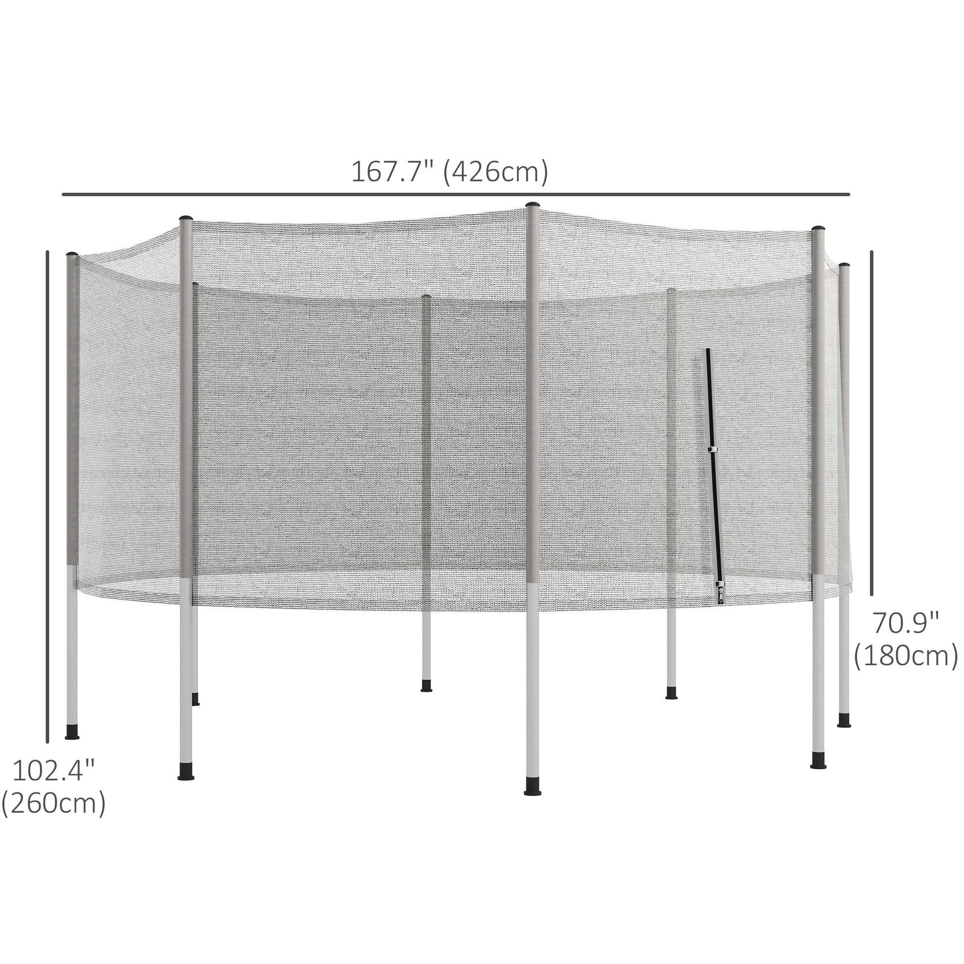 14FT Enclosure Trampolining Bounce Safety Accessories Trampoline Net with 8 Poles, Grey at Gallery Canada