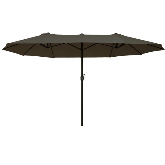 15' Double-Sided Patio Umbrella Parasol Sun Shelter Canopy Shade Grey at Gallery Canada