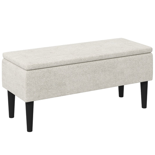 15" Modern Ottoman with Storage and Wooden Legs, 47L Storage Ottoman Holds up to 264 lbs, for Living Room, Bedroom, Beige - Gallery Canada