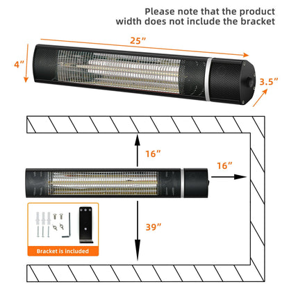 1500W Outdoor Electric Patio Heater with Remote Control - Gallery Canada