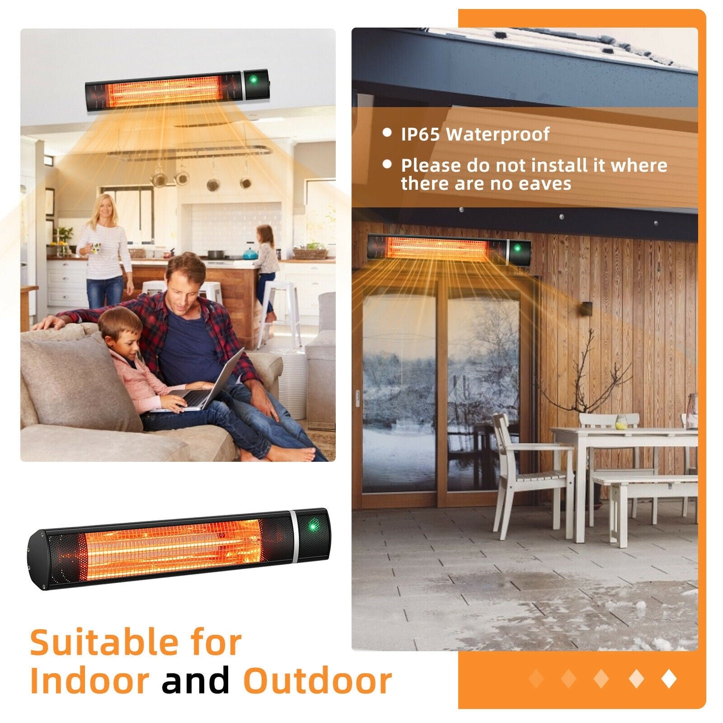 1500W Outdoor Electric Patio Heater with Remote Control - Gallery Canada