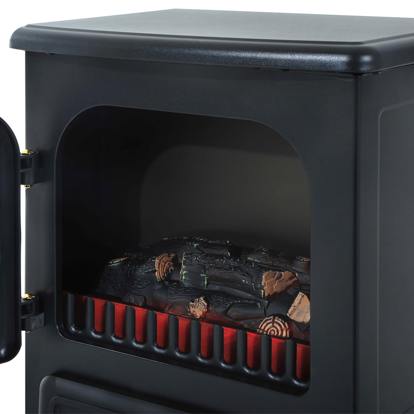16" Freestanding Electric Fireplace Heater Fire Stove with Wood Burning Flame 750/1500W Black at Gallery Canada