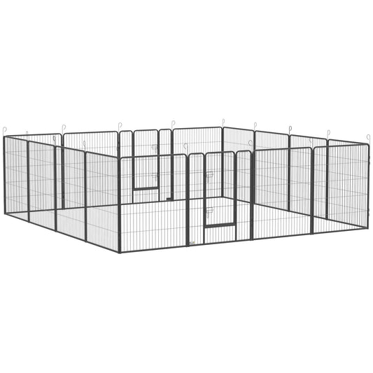 16 Panel 39" Height Heavy Duty Dog Playpen for Small Medium Large Dogs, Grey at Gallery Canada