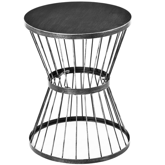 16" Steel Patio Side Table, Garden End Table with Hourglass Design, Accent Table for Outdoor and Indoor Use, Black - Gallery Canada