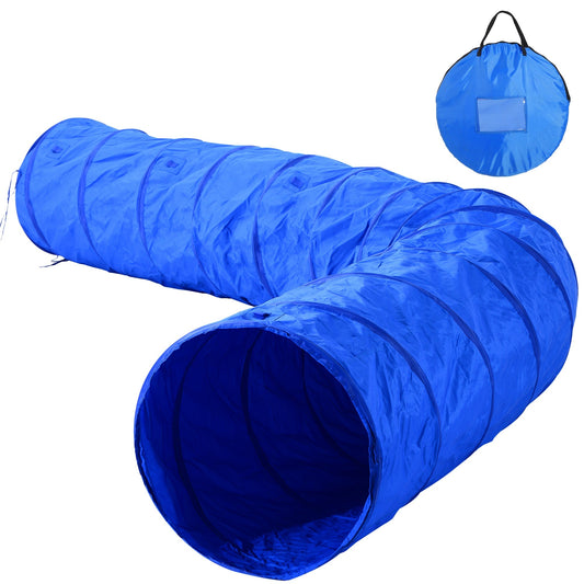 16.4' 300D Oxford Portable Puppy Dog Tunnel Pet Agility Exercise Training Soft Crate, Blue - Gallery Canada