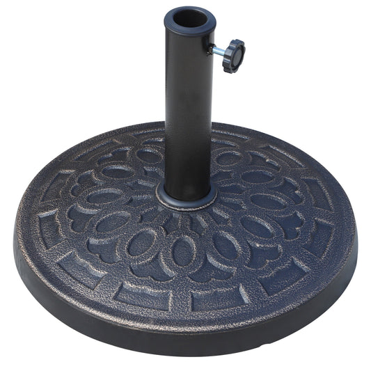 17" Round Resin Umbrella Base Stand Market Parasol Holder with Beautiful Decorative Pattern &; Easy Setup, for Φ1.5", Φ1.89" Pole, for Lawn, Deck, Backyard, Garden, Bronze - Gallery Canada
