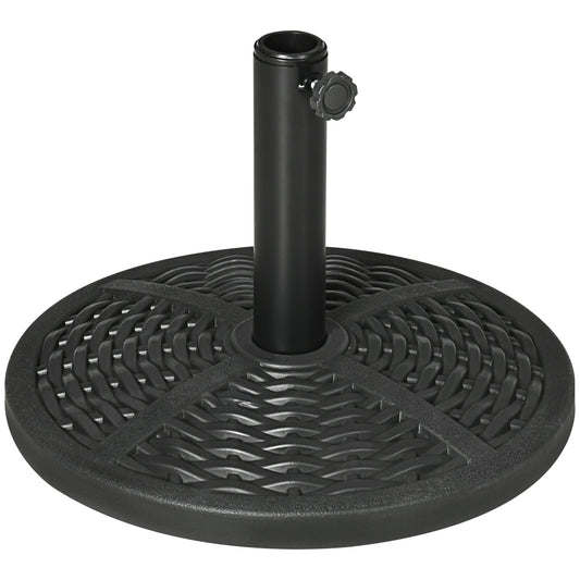 18" Market Umbrella Base Holder, Heavy Duty Round Parasol Stand with Rattan Design for Patio, Black - Gallery Canada