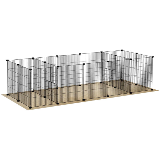 18 Panels Small Animal Cage w/ Water-resistant Mat, Doors, Guinea Pig Playpen, Portable Metal Wire for Hedgehogs - Gallery Canada