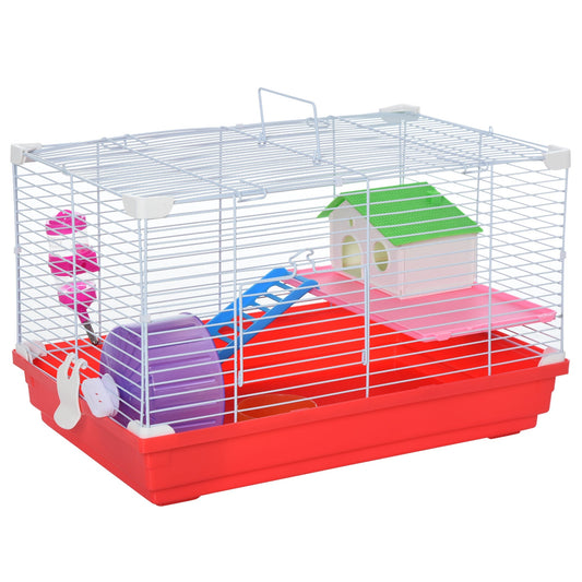 18.5'' Hamster Cage with Exercise Wheel and Water Bottle Dishes, Rat House and Habitats 2 Storey Design, Red - Gallery Canada