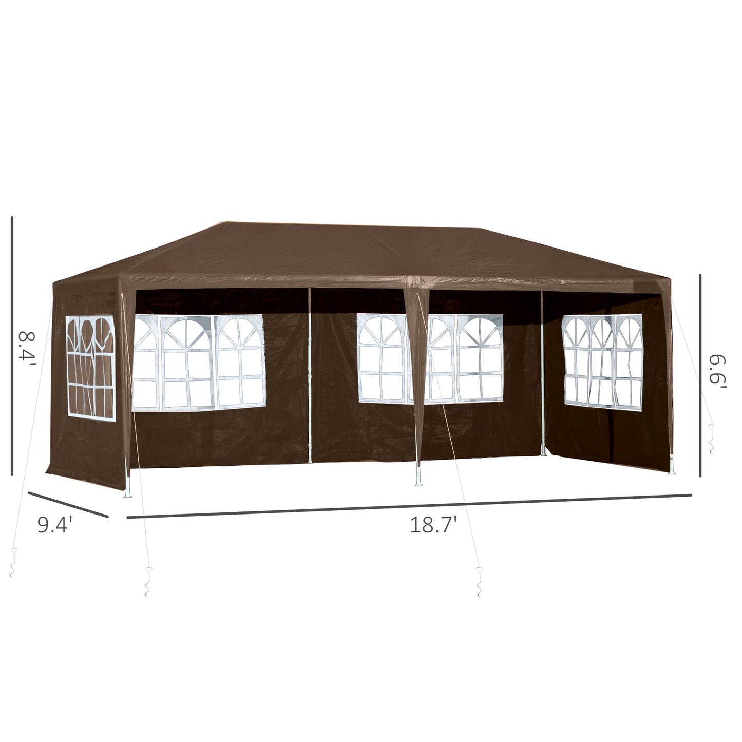 18.7' x 9.4' Party Tent, Portable Folding Wedding Tent, Garden Canopy Event Shelter, Outdoor Sunshade with 4 Removable Sidewalls, Coffee at Gallery Canada