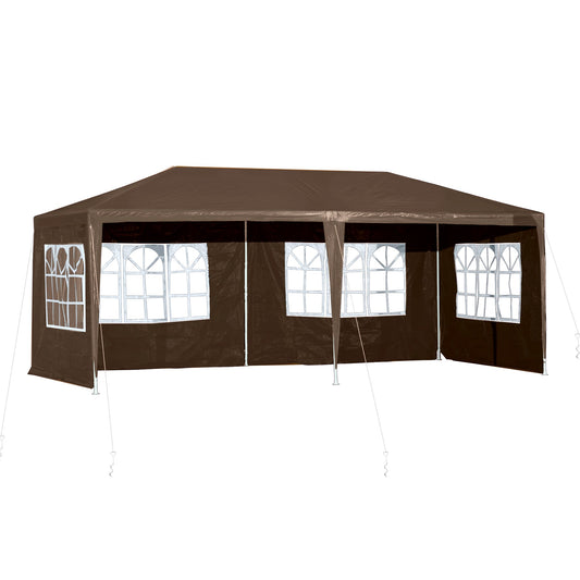 18.7' x 9.4' Party Tent, Portable Folding Wedding Tent, Garden Canopy Event Shelter, Outdoor Sunshade with 4 Removable Sidewalls, Coffee - Gallery Canada