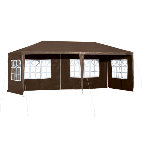 18.7' x 9.4' Party Tent, Portable Folding Wedding Tent, Garden Canopy Event Shelter, Outdoor Sunshade with 4 Removable Sidewalls, Coffee