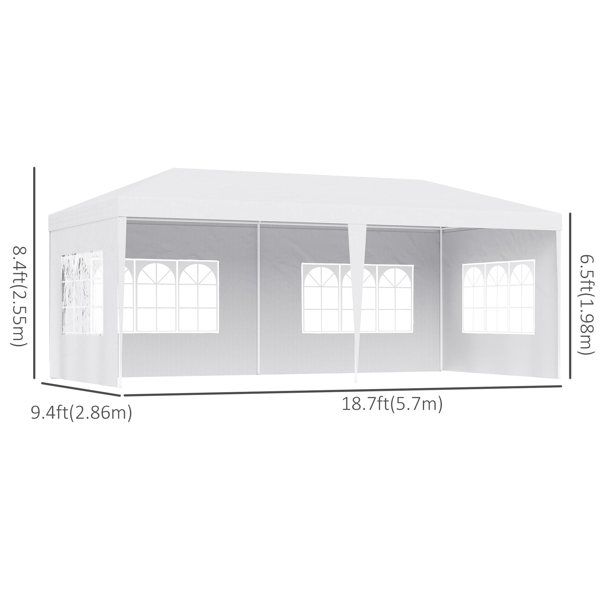 18.7' x 9.4' Party Tent, Portable Folding Wedding Tent, Garden Canopy Event Shelter, Outdoor Sunshade with 4 Removable Sidewalls, White at Gallery Canada