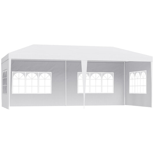 18.7' x 9.4' Party Tent, Portable Folding Wedding Tent, Garden Canopy Event Shelter, Outdoor Sunshade with 4 Removable Sidewalls, White - Gallery Canada