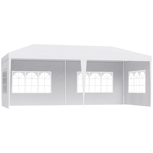 18.7' x 9.4' Party Tent, Portable Folding Wedding Tent, Garden Canopy Event Shelter, Outdoor Sunshade with 4 Removable Sidewalls, White