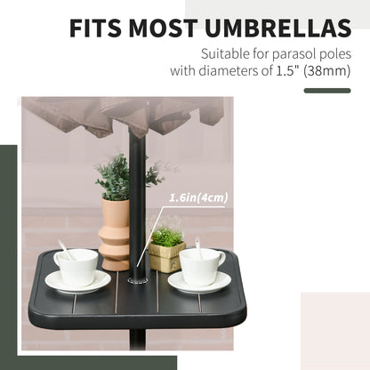 19" Beach Umbrella Table Tray, Portable Square Umbrella Table Top with Umbrella Hole for Swimming Pool, Patio, Deck, Garden, Black at Gallery Canada