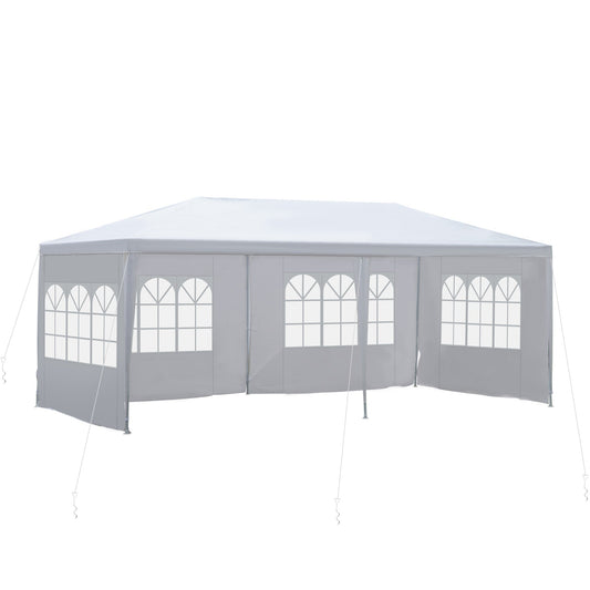 19' x 9' Party Tent Gazebo Canopy with 4 Removable Window Side Walls for Outdoor Event, Wind Ropes and Ground Stakes Included, White - Gallery Canada