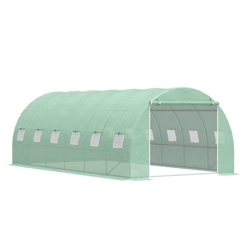 19.7' x 9.8' x 6.6' Large Walk-in Greenhouse Garden Plant Seed Growing Tent Tunnel Shed with Windows and Door Green