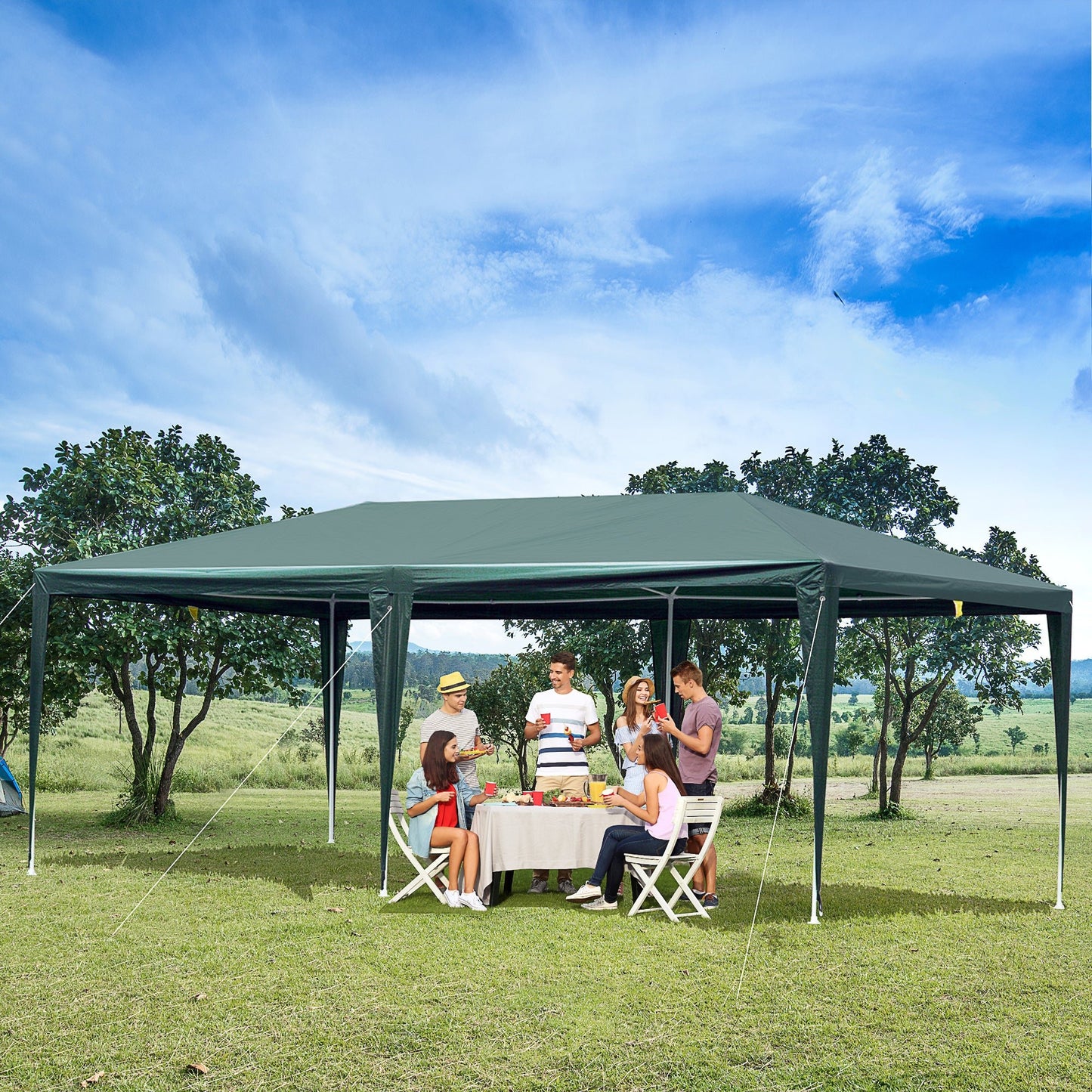 19'x9' Party Tent Gazebo Canopy Garden Sun Shade for Outdoor Event with Removable Mosquito Mesh Netting, Green at Gallery Canada