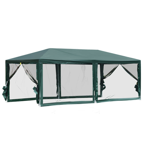 19'x9' Party Tent Gazebo Canopy Garden Sun Shade for Outdoor Event with Removable Mosquito Mesh Netting, Green