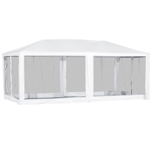 19'x9' Party Tent Gazebo Canopy Garden Sun Shade for Outdoor Event with Removable Mosquito Mesh Netting, White at Gallery Canada