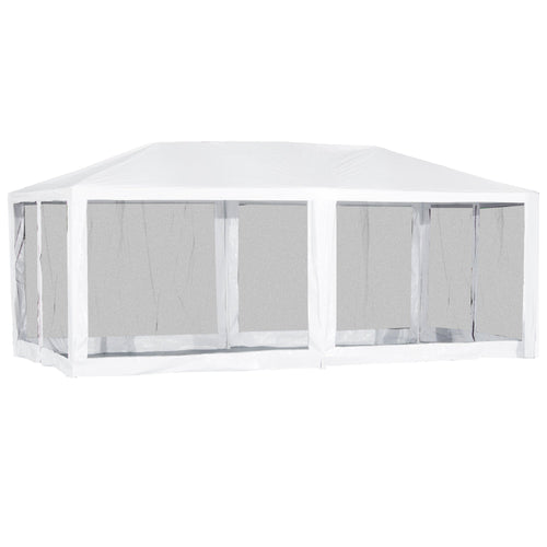 19'x9' Party Tent Gazebo Canopy Garden Sun Shade for Outdoor Event with Removable Mosquito Mesh Netting, White