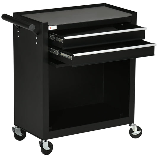 2-Drawer Rolling Tool Chest on Wheels, Metal Tool Cabinet for Warehouse, Workshop and Garage, Black - Gallery Canada