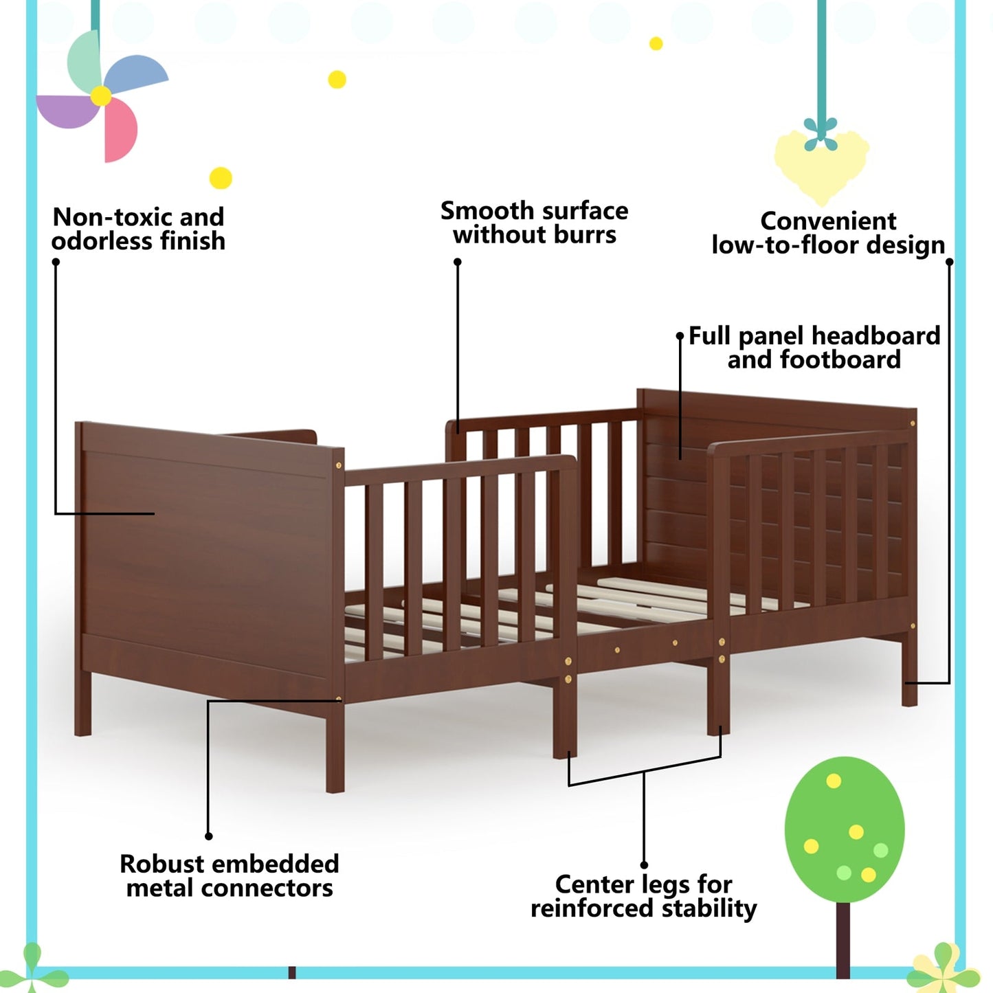 2-in-1 Convertible Toddler Bed with Guardrails - Gallery Canada