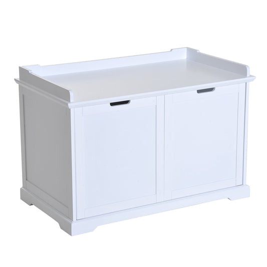 2-in-1 Covered Cat Litter Box Washroom Storage Hideaway Cabinet Bench Home Decor, White - Gallery Canada
