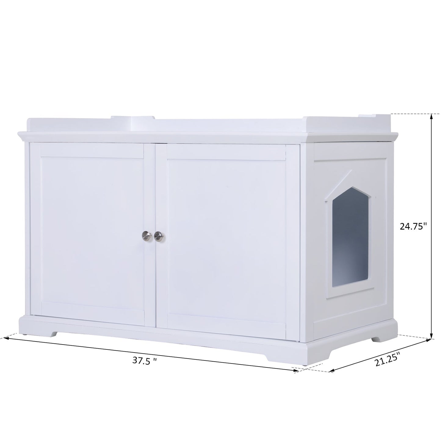 2-in-1 Covered Cat Litter Box Washroom Storage Hideaway Cabinet Bench Home Decor, White at Gallery Canada