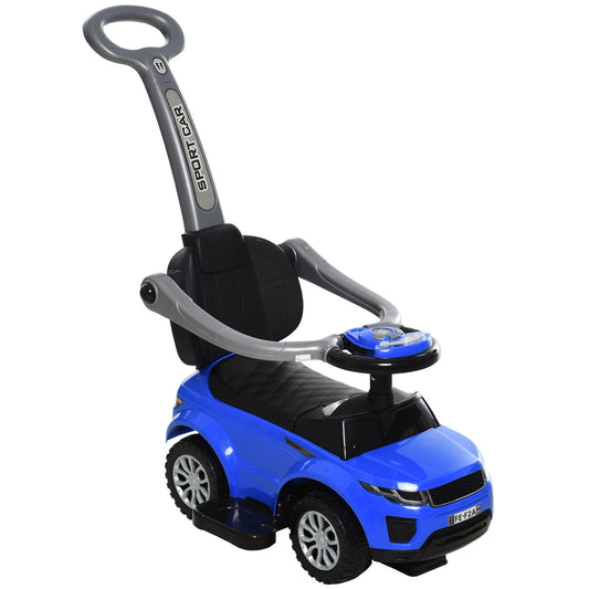 2 In 1 Kid Ride on Push Car Stroller Sliding Ride on Car with Horn Music Light Function Secure Bar Ride on Toy for Boy Girl Toddlers 1-3 Years Old Blue - Gallery Canada