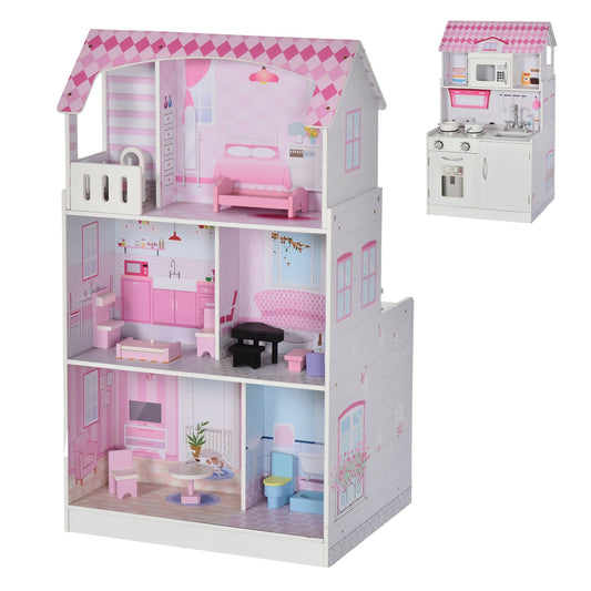 2 in 1 Multifunctional Kids kitchen Doll House Toddler Pretend Play Toy Kitchen with Accessories Realistic Play Cooking Set for Girls Boys Pink at Gallery Canada