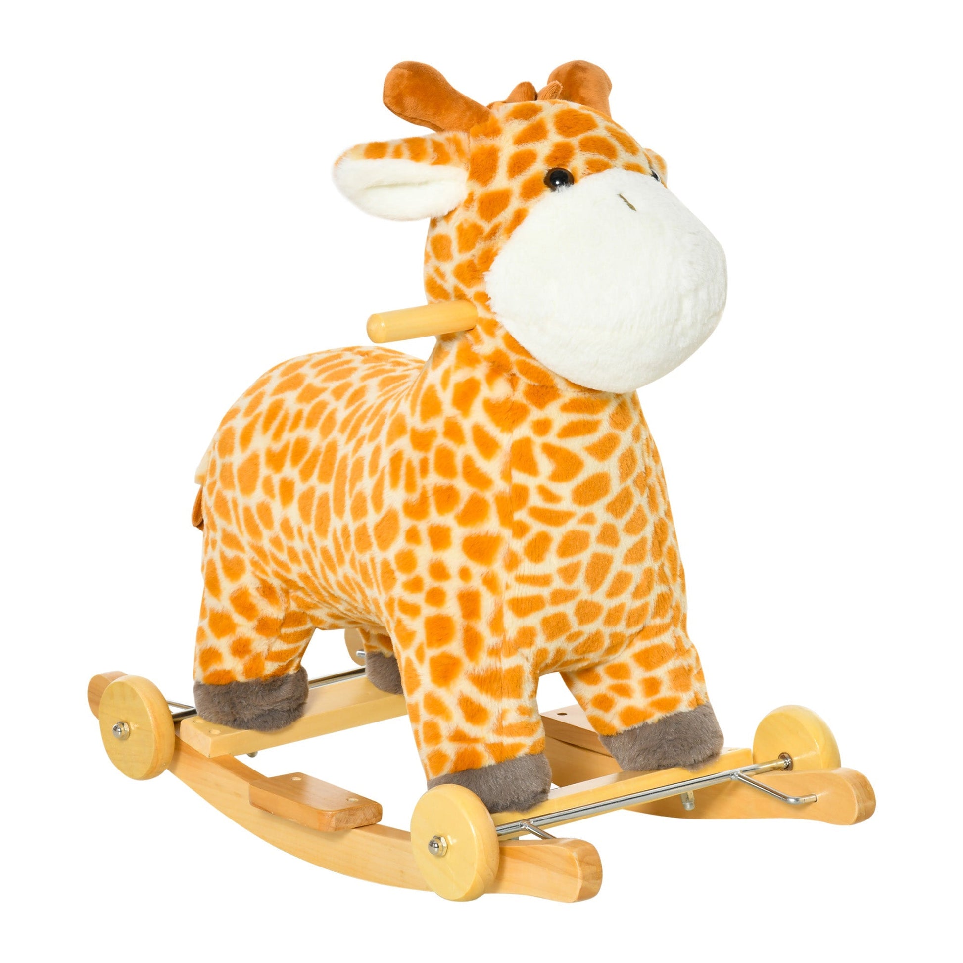 2-IN-1 Rocking Horse Kids Plush Ride-On Gliding Giraffe-shaped Plush Toy Rocker with Realistic Sounds for Child 36-72 Months Yellow at Gallery Canada