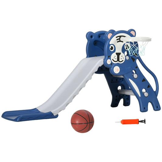2 in 1 Slide for Toddlers, Kids Slide Playset with Basketball Hoop for 18-36 Months, Blue - Gallery Canada
